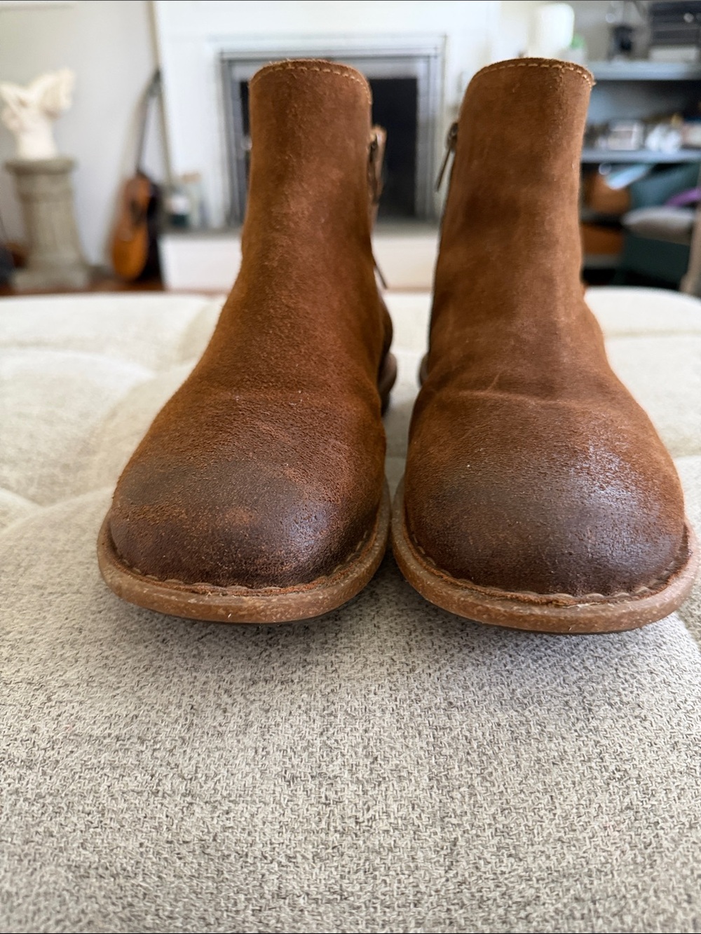 Born Tan Suede Ankle Boots with Side Zipper - Picture 3 of 11